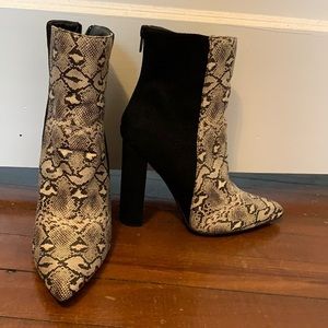 Snake print booties